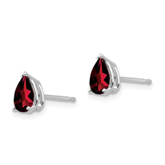 14k White Gold 6x4mm Pear Garnet Earrings
