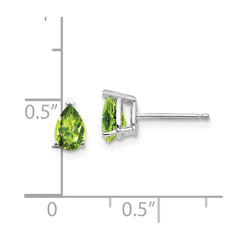 14k White Gold 6x4mm Pear Peridot Earrings