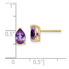 14k 7x5mm Pear Amethyst Earrings