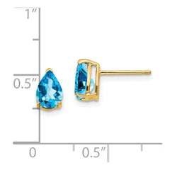 14k 7x5mm Pear Blue Topaz Earrings
