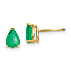 14k Emerald Post Earrings - 3