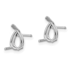 14k White Gold 7x5 Pear Earring Mountings