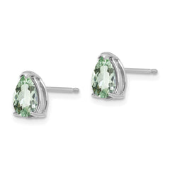 14kw 7x5 Pear Green Quartz Earrings