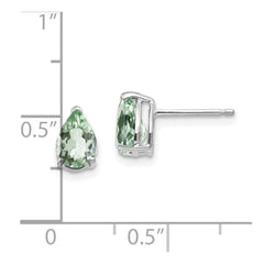 14kw 7x5 Pear Green Quartz Earrings