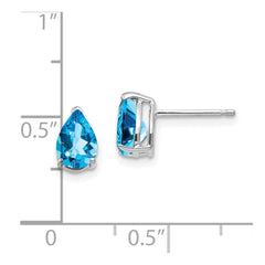 14k White Gold 7x5mm Pear Blue Topaz Earrings