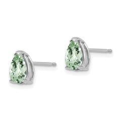 14kw 7x5 Pear Checker-Cut Green Quartz Earrings