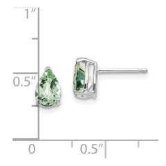 14kw 7x5 Pear Checker-Cut Green Quartz Earrings