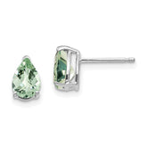 14kw 7x5 Pear Checker-Cut Green Quartz Earrings