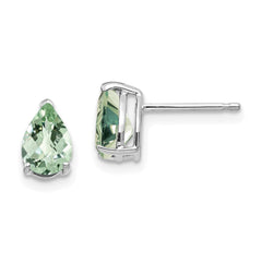 14kw 7x5 Pear Checker-Cut Green Quartz Earrings