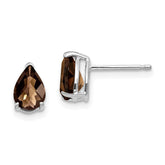 14kw 7x5 Pear Checker-Cut Smoky Quartz Earrings