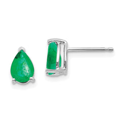 14k White Gold Emerald Earrings - 3