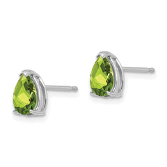 14k White Gold Peridot Pear Stud Earrings - 2