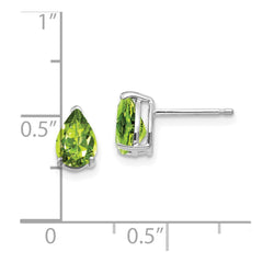 14k White Gold Peridot Pear Stud Earrings - 2