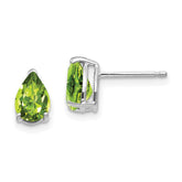 14k White Gold Peridot Pear Stud Earrings - 2