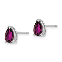 14k White Gold Rhodolite Garnet Pear Stud Earrings - 2