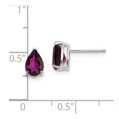 14k White Gold Rhodolite Garnet Pear Stud Earrings - 2