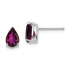 14k White Gold Rhodolite Garnet Pear Stud Earrings - 2