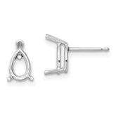 14k White Gold 7x5 Pear Earring Mountings