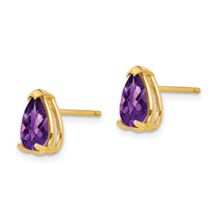 14k 8x5mm Pear Amethyst Checker Earrings