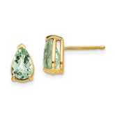 14k 8x5 Pear Checker-Cut Green Quartz Earrings