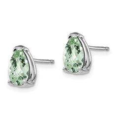 14kw 8x5 Pear Checker-Cut Green Quartz Earrings