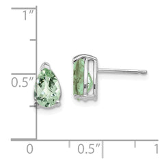 14kw 8x5 Pear Checker-Cut Green Quartz Earrings