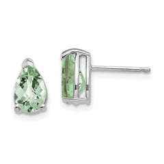 14kw 8x5 Pear Checker-Cut Green Quartz Earrings