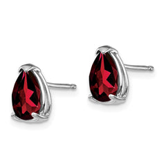 14k White Gold Garnet Pear Stud Earrings - 2