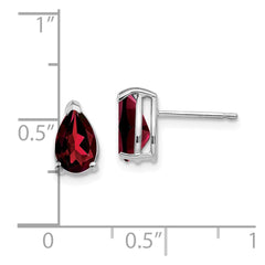 14k White Gold Garnet Pear Stud Earrings - 2