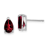 14k White Gold Garnet Pear Stud Earrings - 2