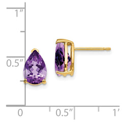 14k 9x6mm Pear Amethyst Earrings