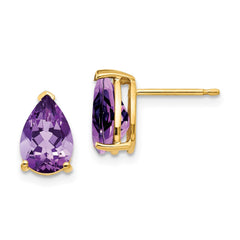 14k 9x6mm Pear Amethyst Earrings