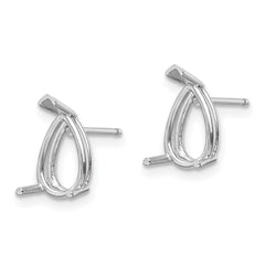 14k White Gold 9x6 Pear Earring Mountings