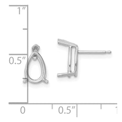 14k White Gold 9x6 Pear Earring Mountings
