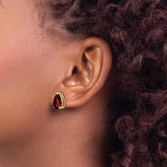 14k Garnet Pear Stud Earrings - 2