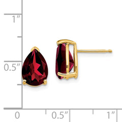 14k Garnet Pear Stud Earrings - 2