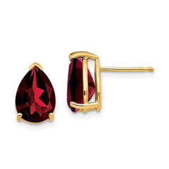 14k Garnet Pear Stud Earrings - 2