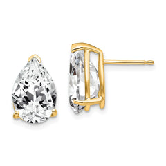 14k 12x8mm Pear Cubic Zirconia Earrings