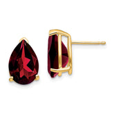 14k Garnet Pear Stud Earrings