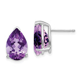14k White Gold Amethyst Pear Stud Earrings - 2