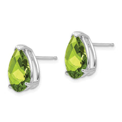 14k White Gold Peridot Pear Stud Earrings