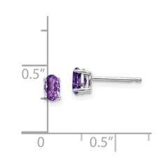 14k White Gold 5x3mm Oval Amethyst Earrings