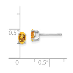 14k White Gold 5x3mm Oval Citrine Earrings