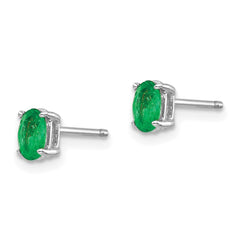 14k White Gold Emerald Earrings - 6