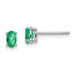 14k White Gold Emerald Earrings - 6