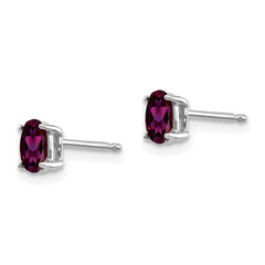 14k White Gold Rhodolite Garnet Oval Stud Earrings - 2