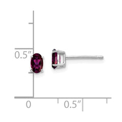 14k White Gold Rhodolite Garnet Oval Stud Earrings - 2