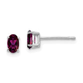 14k White Gold Rhodolite Garnet Oval Stud Earrings - 2