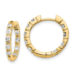 14k AAA Diamond Hinged Hoop Earrings - 3