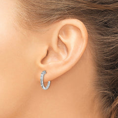 14k White Gold A Diamond Hinged Hoop Earrings - 5